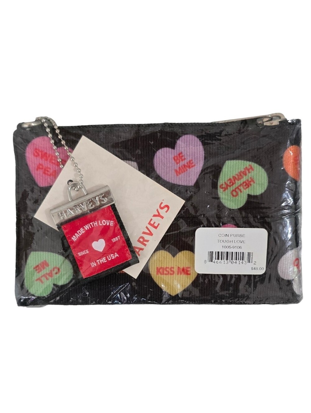 NWT Harveys Seatbelt Tough Love Conversation Hearts Coin Purse Wristlet